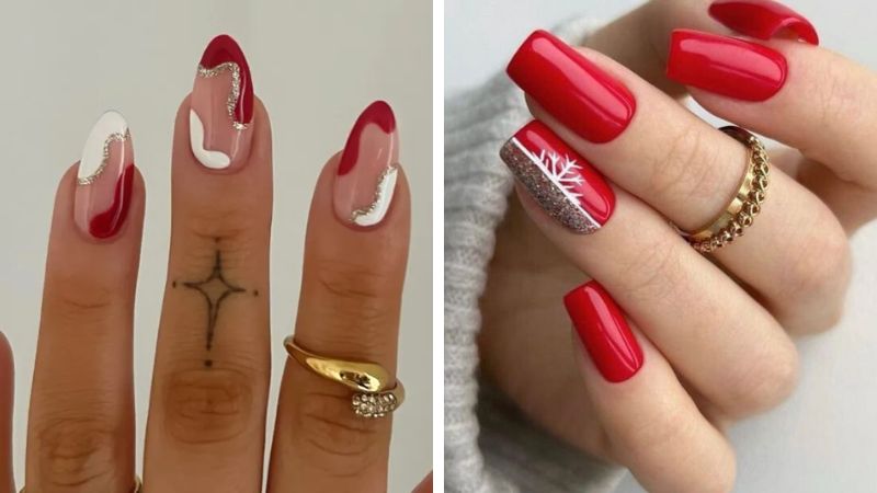 Unhas natalinas vermelhas