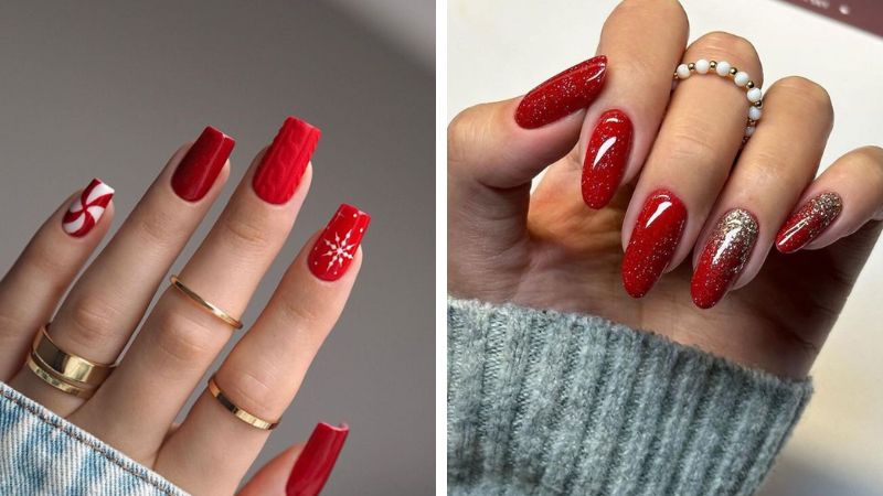 Unhas natalinas vermelhas
