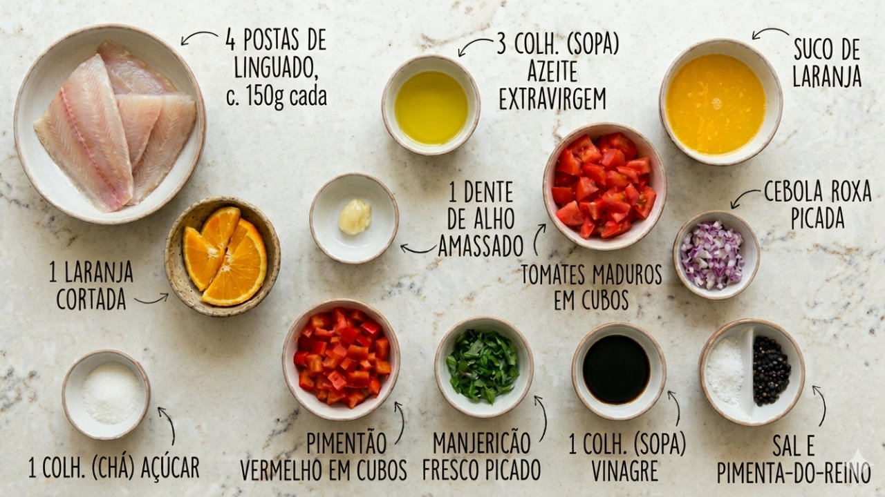 Ingredientes receita de linguado