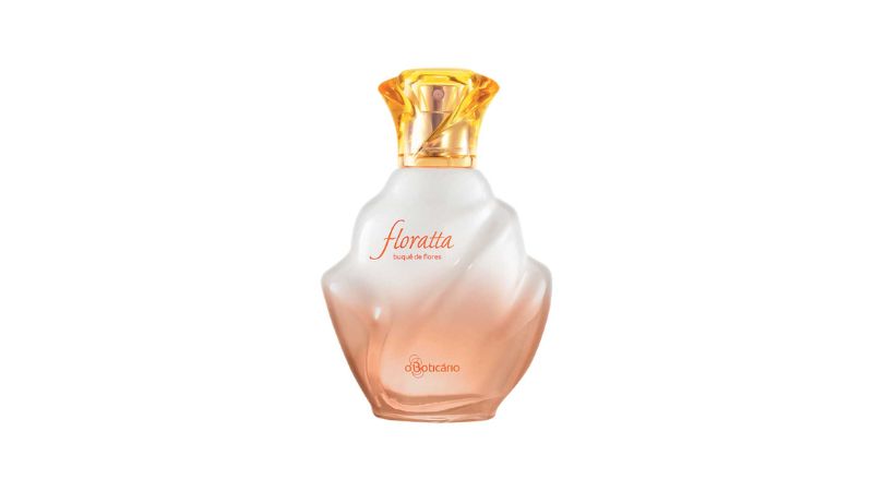 frasco de perfume com tampa dourada