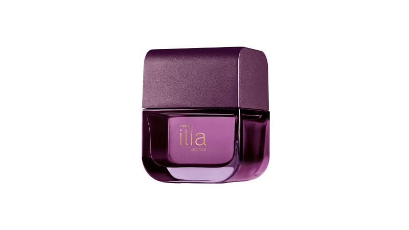 perfume de frasco roxo.