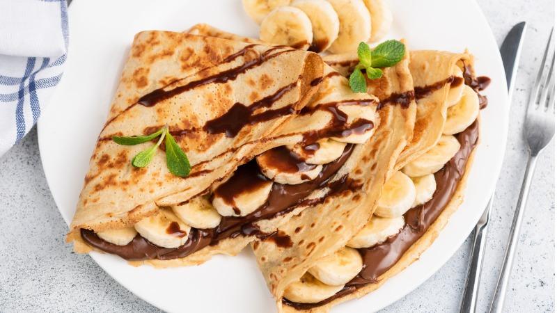 panqueca de banana e chocolate