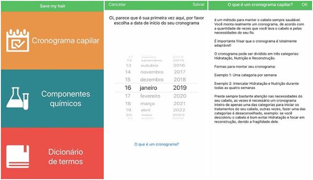 App Save My Hair para cronograma capilar