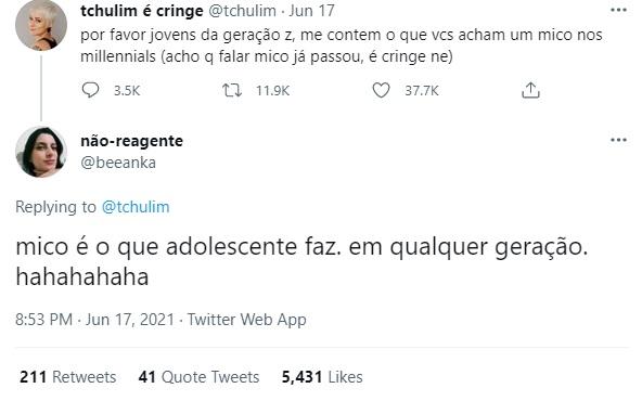 Print que explica o que é cringe